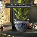 Red Lantern Oriental Furniture 16" Ladies Blue & White Porcelain Fishbowl, Large - Image 5