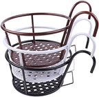 Hanging Railing Planters Baskets Art Hanging Flower Stands Balcony Flower Pot Holders Plant Iron Racks Fence Metal Potted Stand Mounted Balcony Round Plant Basket Shelf Container Box,Garden Steel Pots - Image 6