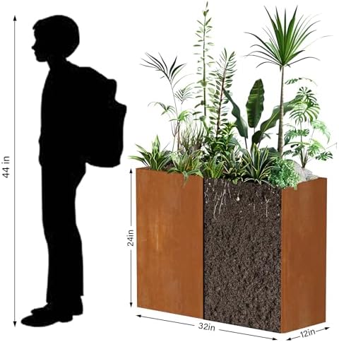 Cor Ten Steel Planters – 32x12x24H Inch Planter Box Rustic - Image 3