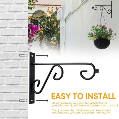 Plant Hanger Bracket Bulk 16Pack Black 12In Metal Wall Hook Indoor Outdoor - Image 3