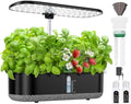 Hydroponics Growing System with LED Grow Light, 14 Pods Indoor Herb Garden Full Spectrum Rotatable Light Panel, Auto On Off Timing 12 14 16Hrs, 5L Water Tank, Harvest Fresh Basil Tomato (Black) by HYPOACE