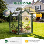 Mini Greenhouse with Zippered Doors & Roll-up Windows, Elevated Bottom Portable Plant Hot House with Durable PVC Cover, Water Resistant, UV Protected for Outdoor Flowers, Vegetables - Image 4