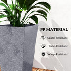 Outsunny 28 Inch Tall Planters for Outdoor Plants Plastic Flower Pots Gray - Image 6