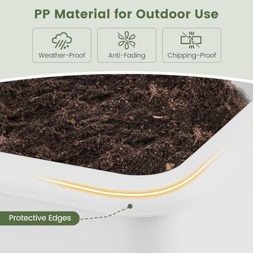 Giantex Raised Garden Beds Outdoor Set of 2, Self-Watering Planter Box with Detachable Legs & Drainage Hole, Outdoor Raised Container for Vegetable Fruit Herbs, 31.5”Lx12”Wx16”H, Easy Assembly (White) - Image 4