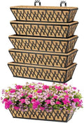 6 Pack 24 Inch Window Boxes Planters Railing Planter Box with Adjustable Brackets for Porch Fence Patio Balcony Hanging Flower Baskets with Coco Liners for Outdoor Garden Decor - Black by KarlliuHOMEGARDEN