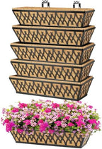 6 Pack 24 Inch Window Boxes Planters Railing Planter Box with Adjustable Brackets for Porch Fence Patio Balcony Hanging Flower Baskets with Coco Liners for Outdoor Garden Decor - Black by KarlliuHOMEGARDEN