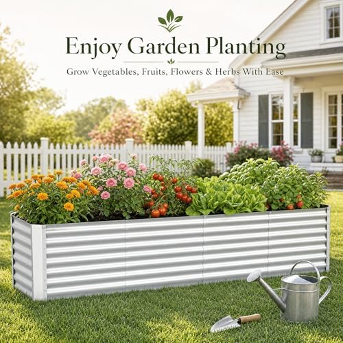 8x2x2FT Galvanized Raised Garden Beds Outdoor,Planter Raised Beds for Gardening, Vegetables, Flowers,Large Metal Garden Box,Deep Plant Flower pots Outdoor (Galvanized, 1Pack) - Image 5