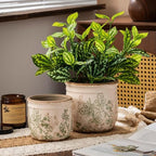 SURE YUESI Ceramic Plant Pots Set of 2, 4.7 & 5.7 Inch Vintage Indoor Planters with Drainage Hole, Farmhouse Ceramic Flower Pots for Indoor Plants, Rustic Cottage Decor for Home Kitchen Garden, Green - Image 2