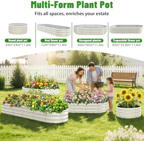 White Oval Raised Garden Bed / Galvanized Steel Planter Box,6 x 2 x 1FT - Image 5