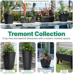 Step2 Tremont Trough Planter 2-Pack, Large Resin Planters for Outdoor Plants, Self-Watering, Black - Image 7