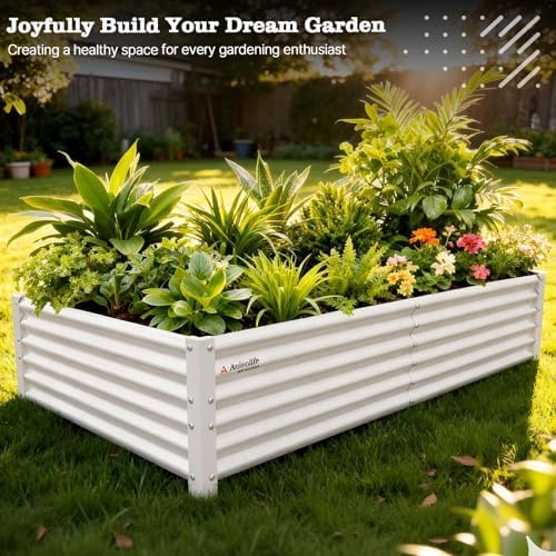 Anleolife 6x3x1.5ft Rectangle Galvanized Raised Garden Bed, Antique White - Image 2