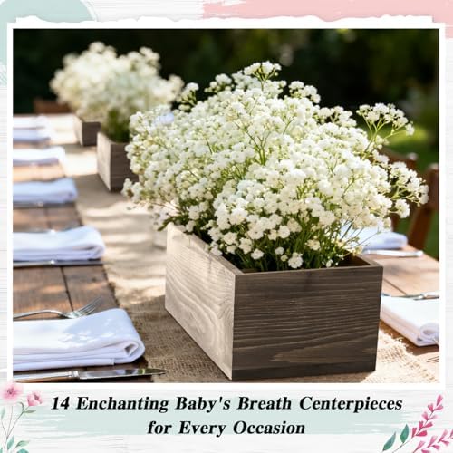Dandat 12 Set Wood Boxes for Centerpieces 12x4 Inch Rectangle Wooden Planter Box Rustic Wooden Planters with Removable Plastic Liner Floral Foam Blocks for Christmas Wedding Home Garden Decor(Brown) - Image 6