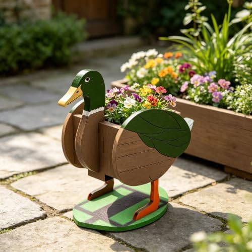 Animal PVC Flower Pot, Duck Shaped Succulent Planter Flower Holder for Garden Patio Balcony Window Sill, for Birthday Pet Lovers, 43x27cm(17x11in) - Image 2