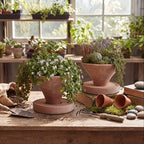 Yungyan 2 Set 7'' Rustic Terracotta Plant Pot with Drainage Saucer Vintage Breathable Clay Planter Farmhouse Flower Pot Distressed Finish for Flower Succulent Modern Home Garden Decor(Tapered) - Image 3