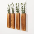 4 Pack Wood Wall Planters with 8 Faux Eucalyptus Stems for Wall Decor by Mokof