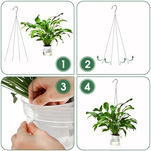 10 Pack 24 Inches Strong Wire Plant Hangers for Hanging Baskets 4 Orchid Hanging Basket Wire Metal Hook Hanger for Greenhouse Supplies Gardening Indoor Outdoor Patio Hook Flower Pot Basket - Image 3