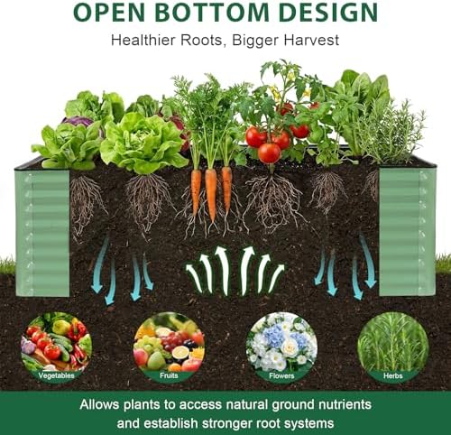 6x3x2 Ft Galvanized Steel Raised Garden Bed, Green, 1 Pack - Image 6