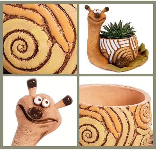 NA Home Decor Ceramic Flower Pot Planter 7.9x7.9x6.5-inch Kitchen Pot Succulent Planter, Baby Snail Handmade Ceramic Terracotta (Snail) - Image 6