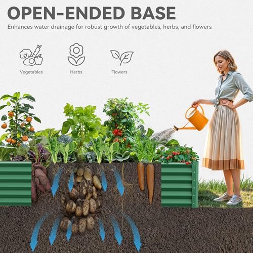 YITAHOME 2pcs 8x4x1.5 in Galvanized Raised Garden Bed Kit, Large Metal Planter Box with Gloves, Safety Rubber & Support Rod, Outdoor Flower Bed for Plants Vegetables, Green - Image 6