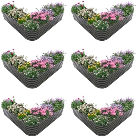 Anleolife 6-Bed 81x81x18in Heart-Shaped Raised Garden Beds, Quartz Grey by AAnleolife