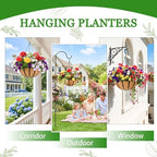 Hanging Planters for Outdoor Plants 4 Pack 14 inch Metal Hanging Flower Basket with Coco Coir Liner Wire Plant Holder Watering Flower Baskets Pot Hanger Garden Decoration for Indoor Outdoor(DQL) - Image 7