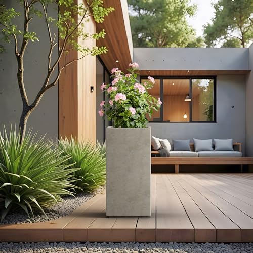 Kante Large Column Square Weathered Concrete Planter 27.6" H, Outdoor - Image 5