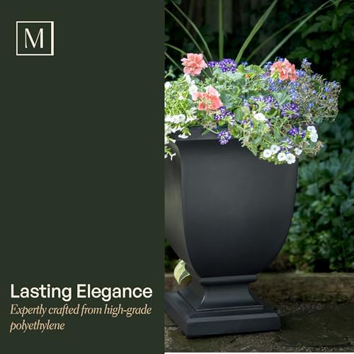 Mayne Augusta 26in Self-Watering Tall Square Urn Planter, White - Image 3