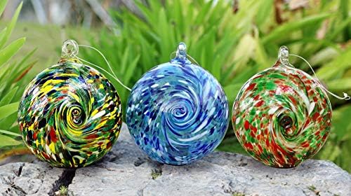 6-Inch Solar Powered Hanging Galaxy Glass Gazing Ball Outdoor Garden Decoration (Aqua-Blue) - Image 5