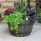 The HC Companies Whiskey Barrel Planter - Decorative Garden Pots - Indoor & Outdoor Resin Planters - Weather-Resistant Planting Pots (16” Aged Oak) - Image 2