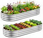 2-Pack Metal Raised Garden Bed, 4x2x1ft Galvanized Planter Box for Outdoor Vegetables & Flowers, Corrosion-Resistant Raised Garden Beds Outdoor with Open-Bottom Design, Lead-Free Herb Garden Planter by GADI