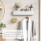 Coat Rack Wall Mount with Hidden Hooks Modern Key Holder Wood Entryway Hook with Shelf for Bedroom Kitchen Hallway Bathroom Designed for Hanging Coats Hats Bags Towels Dog Leashe(White,5 Hooks) - Image 6