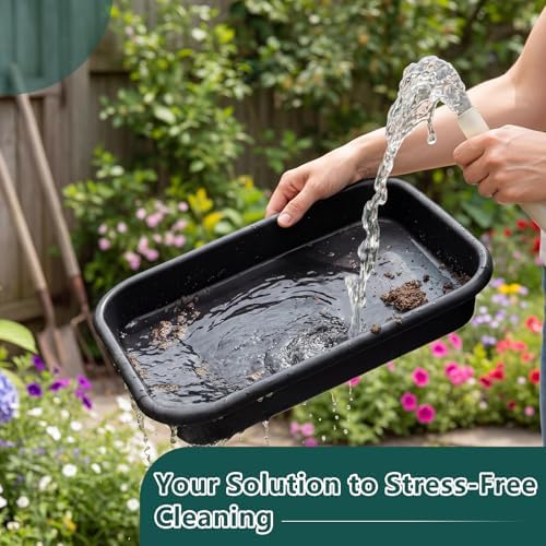Vesici 3 Pcs Garden Tidy Trays Potting Tray for Seeding Growing, Black - Image 4
