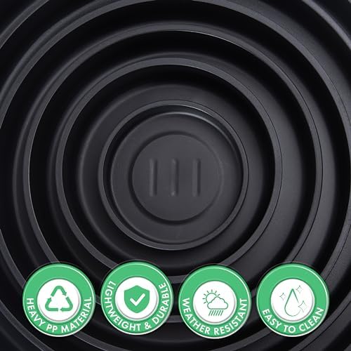 Phoenix Vine 14 Inch Plastic Plant Saucer Water Drip Tray, Heavy Sturdy Round Plant Drainage Tray for Indoors Outdoor, Matte Black, 21-TY-14B-1 - Image 4