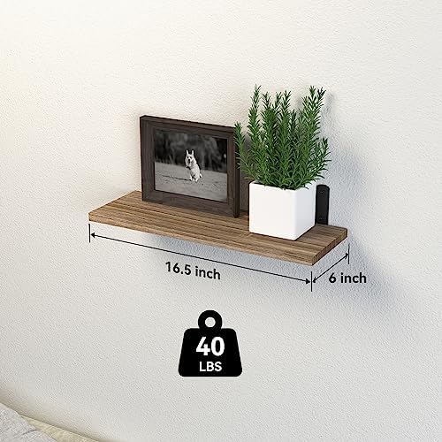 DOLLFIO Floating Wall Shelves, Decor & Storage, Rustic Brown, 16.5'', 5Pcs - Image 3