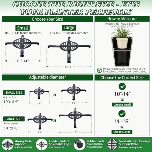 Adjustable Heavy Duty Metal Plant Risers , Fit Round Square Tapered Pots - Image 2