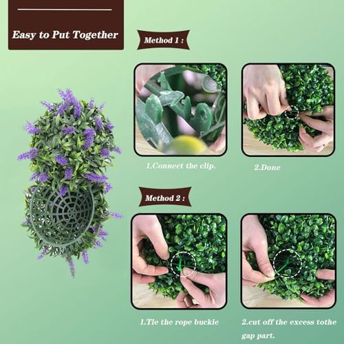 Decorative Faux Greenery Fake Plants Dia 17in, Small Artificial Plants, Faux Boxwood Decorative Balls, Decorative Plant Ball Decor Artificial Grass Ball, Round Plastic Plant Ball - Image 4