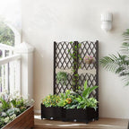 Planter Box Trellis,Large Outdoor Plastic Raised Garden Bed with Drain Plug for Climbing Plants,Elevated Planter Box with Legs,Outdoor Standing Flower Beds for Patio Vegetable Herb - Image 6