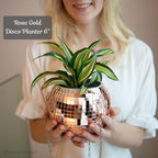 SCANDINORDICA Disco Ball Planter, Value Package, 6-inch Rose Gold - Image 2