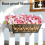4 Pack 16 Inch Deck Railing Planter Box - Window Boxes Planters with Adjustable Brackets Coco Liners Balcony Planters Railing Hanging for Window Flower Boxes Outdoor Garden Decor - Image 4
