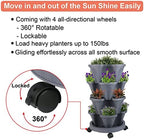 GameXcel Vertical Planter Tower - 4 Tier Stackable Garden Planters with Wheels and Tools Plant Pots for Strawberry Herb Flower and Vegetable Indoor Outdoor Use Dark Gray - Image 6