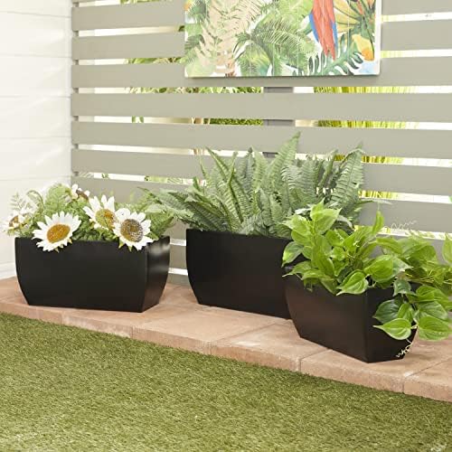 CosmoLiving by Cosmopolitan Metal Indoor Outdoor Planter, Set of 3 20", 18", 16"W, Black - Image 2