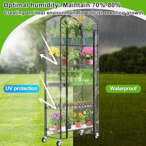 5-Tier Greenhouse with Caster Wheel, Shelf Height Adjustable Metal Shelf - Image 6