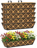 Y&M Deck Railing Planter Boxes, Adjustable Balcony Planter for Outdoor Plants, Metal Railing Planter Box for Deck, Fence and Porch, Window Boxes Outdoor, Sturdy Hanging Planter-24inch 6pcs by YM