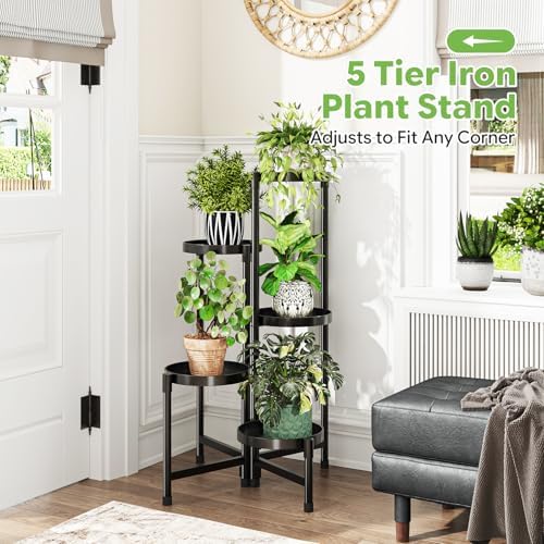 Simple Trending Plant Stand, Corner Plant Shelf with 5 Rotating Trays - Image 4