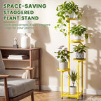 TOSKING Tall 5-Tier Square Plant Stand Indoor Outdoor, Anti-Tip, Yellow - Image 4