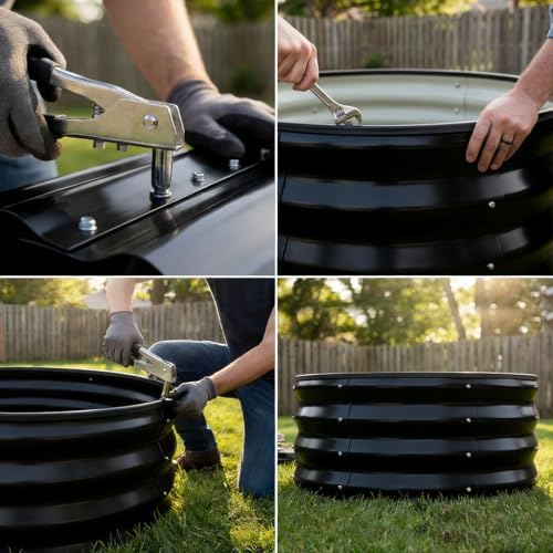 COMHOMA 3 Pack Round Raised Garden Bed 2x2x1ft,Galvanized Metal Planter Box Kit for Outdoor Gardening,Vegetable Flower Herb Growing Beds with Gloves Tools,Black - Image 6
