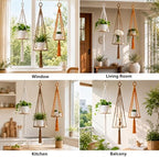 Macrame Hanging Planter with Shelf, Boho Plant Hanger for Indoor Window - Image 2
