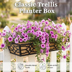 4 Pack 30 Inch Window Boxes Planters with Coco Liner, Large Metal Railing Planter Boxes for Deck, Heavy Duty Hanging Trough for Fence and Front Porch Garden Flower Display - Image 3