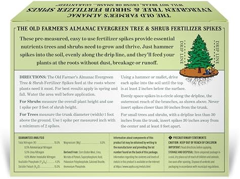 The Old Farmer's Almanac Evergreen Tree & Shrub Fertilizer Spikes, 10-4-10 (24 Spikes - 6.0 Lbs) - Image 5