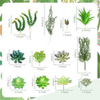 Rtteri 18 Pcs Wall Hanging Planter with Artificial Plant, Succulents, Gray - Image 3